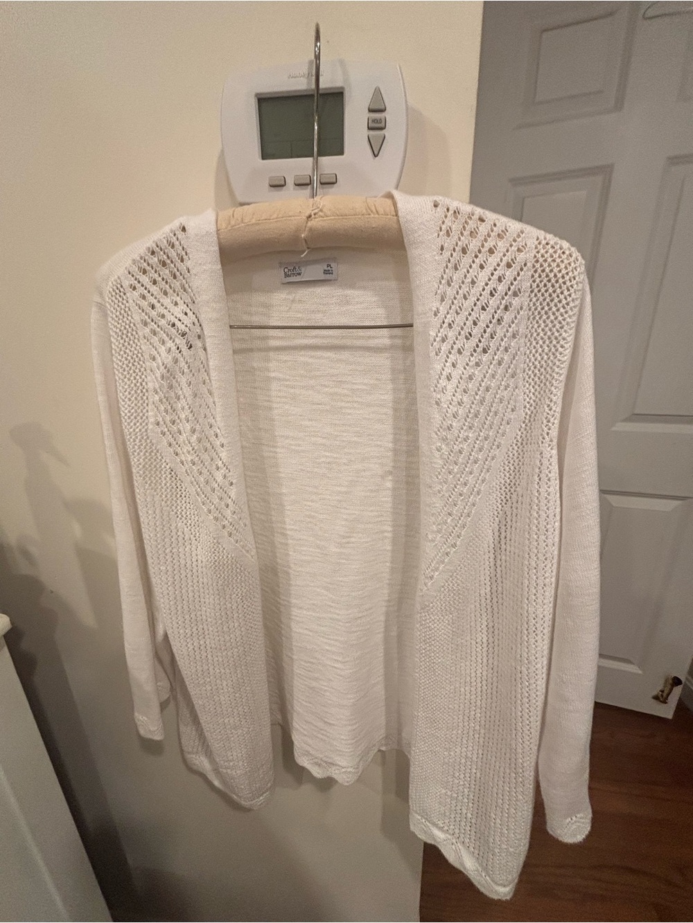 Croft and Barrow Open-Front Light Weight White Knit Cardigan Sweater